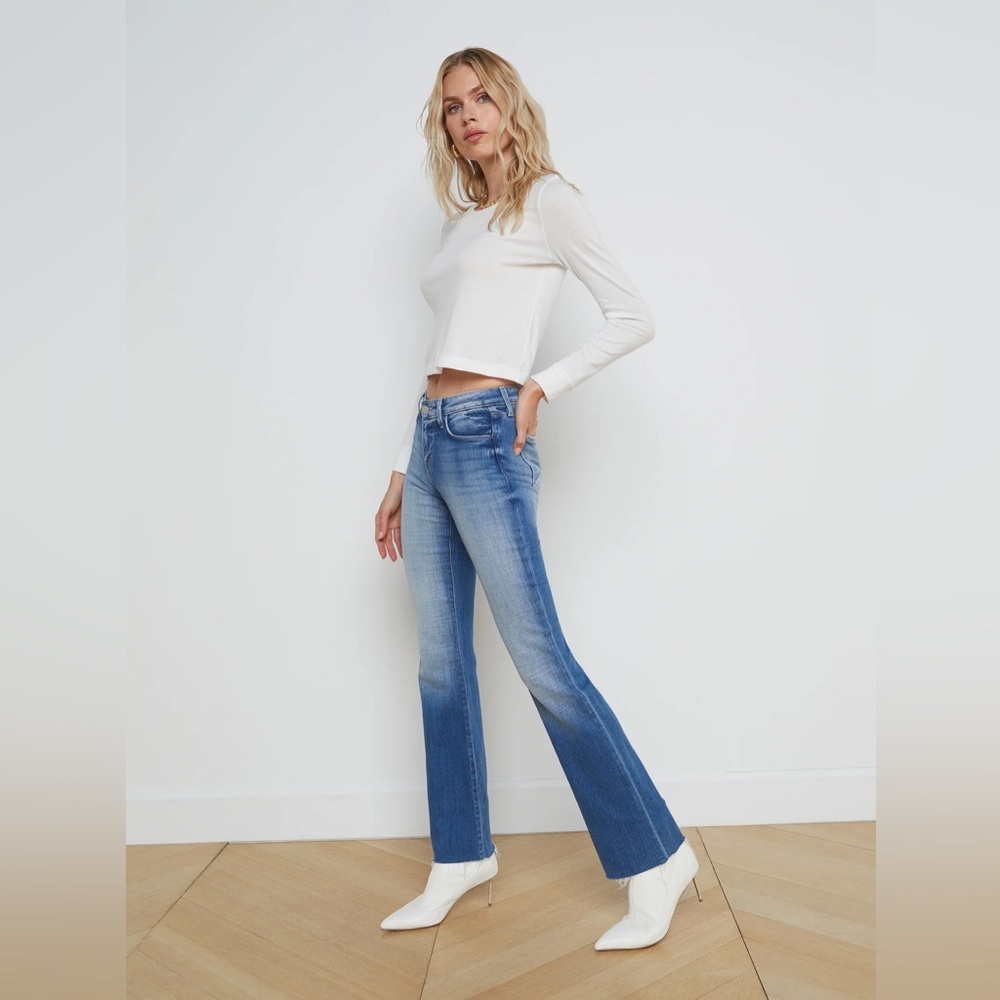 L’agence Benny crop white tee shirt xs lounge relaxed lightweight long sleeve